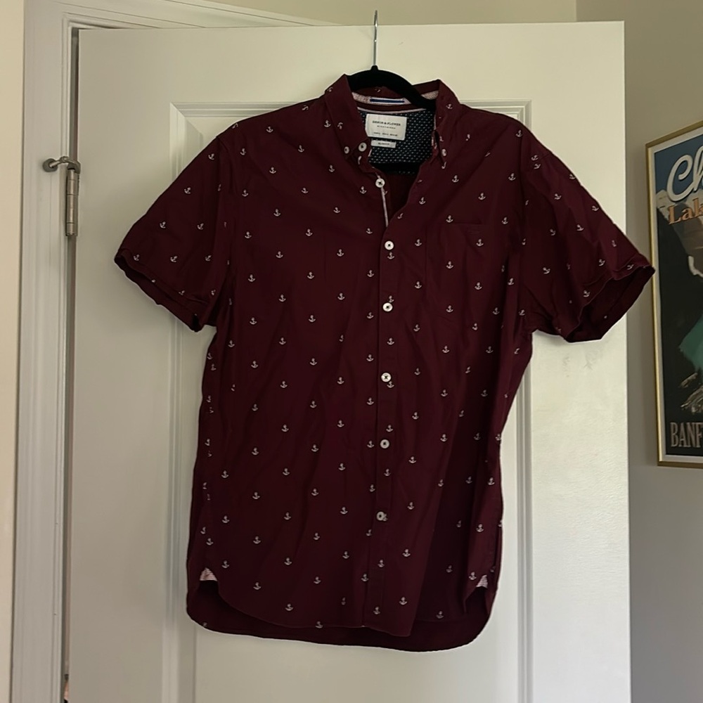 Denim & Flower Slim Fit Printed Button Down |Size L|